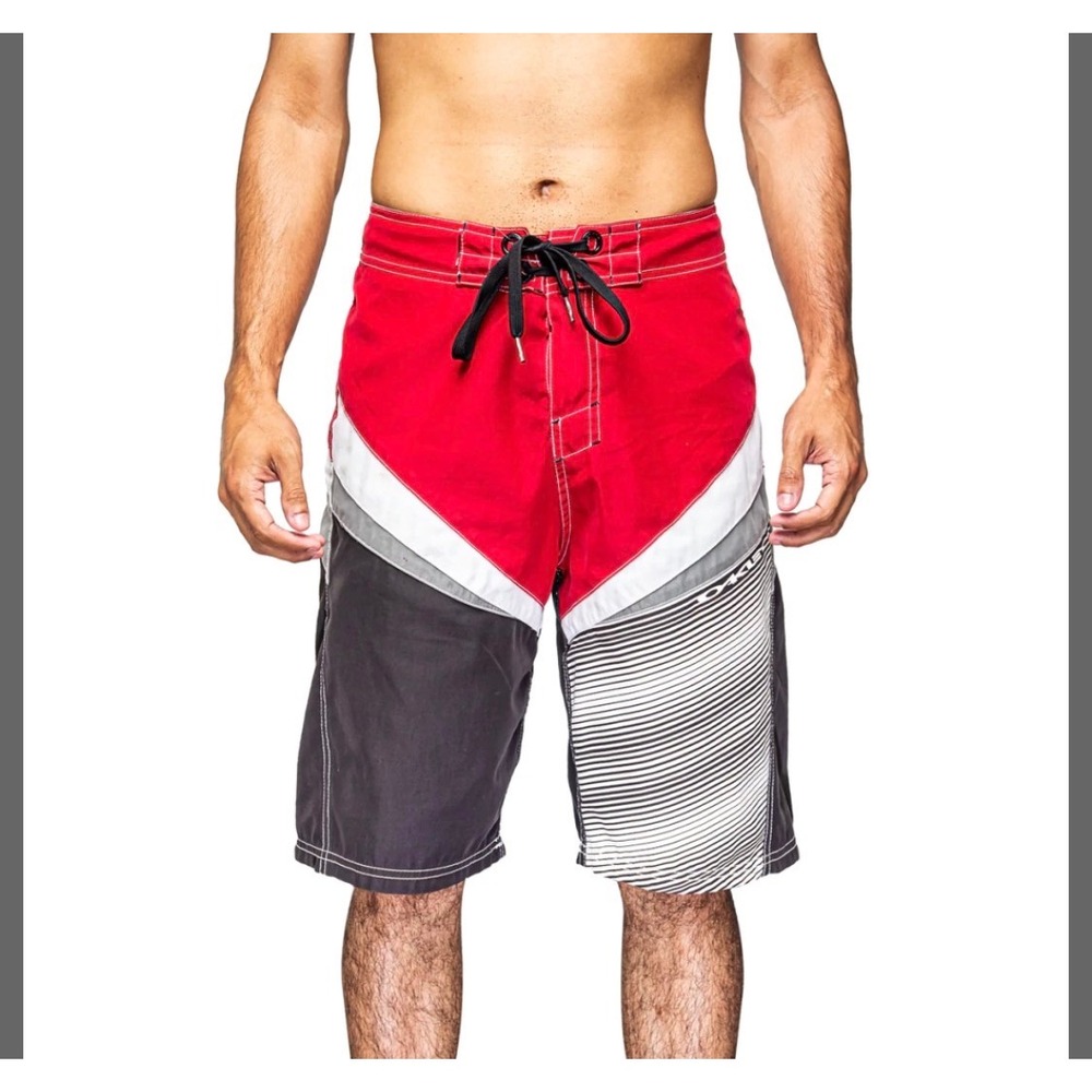 VTG‎ Oakley Voltage 2.8 Boardshorts  Mens 36 Red Black White Colorblock Surf Y2K